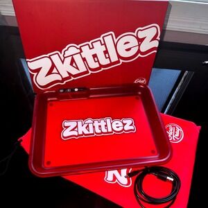 Red Zkittlez Glow Tray LED Rolling Tray Light up Rolling Tray 11x7in
